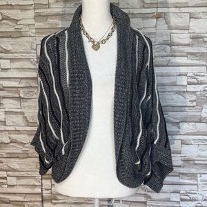Lane Bryant 22/24 Knit Black and Gray Striped Cardigan
